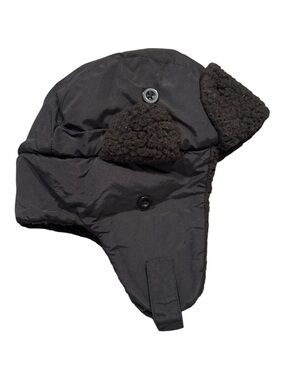 GAP Toddler Boys Kids Snow Trapper Black Winter Hat Faux Fur Ear Flap Cozy S/M‎